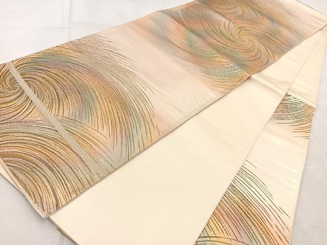 平和屋着物◎西陣 六通柄袋帯 渦巻き 金糸 正絹 逸品 BAAV6614yc