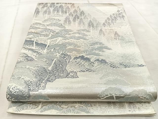 平和屋着物◎六通柄袋帯 錦袋嵯峨野 銀糸 正絹 逸品 BAAV6620yc