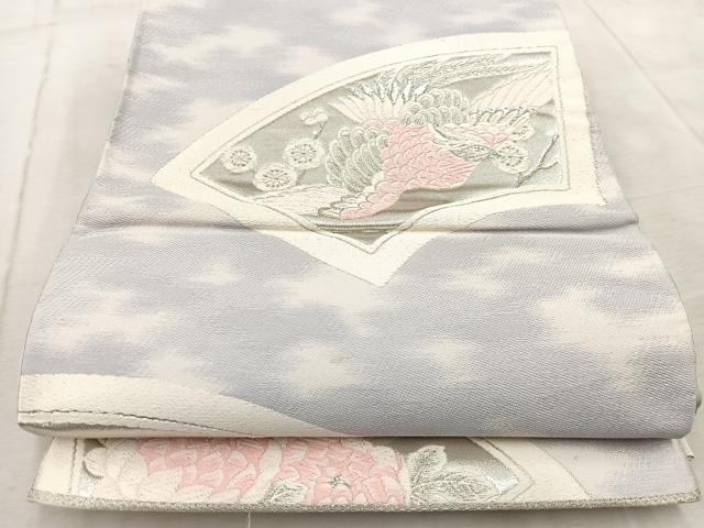 平和屋着物◎六通柄 京袋帯 唐織 鳳凰地紙花文 銀糸 正絹 逸品 BAAV6643yc