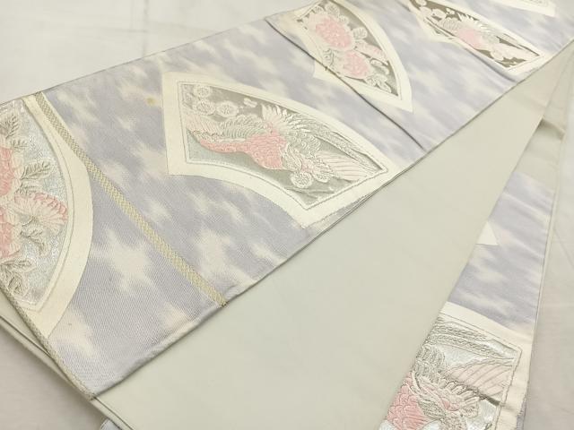 平和屋着物◎六通柄 京袋帯 唐織 鳳凰地紙花文 銀糸 正絹 逸品 BAAV6643yc