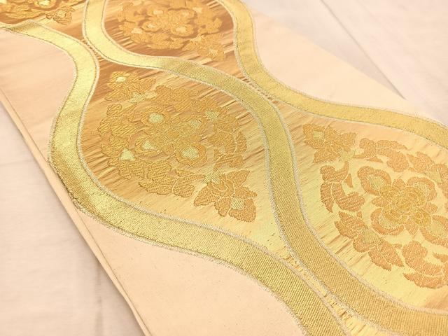 平和屋着物◎六通柄袋帯 立涌花文 金糸 正絹 逸品 BAAV6648yc