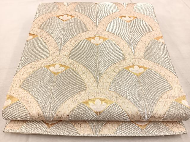 平和屋着物◎六通柄袋帯 唐織 青海若松葉文 錦繍 金糸 正絹 逸品 BAAV6653yc