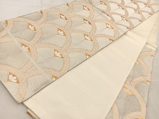 平和屋着物◎六通柄袋帯 唐織 青海若松葉文 錦繍 金糸 正絹 逸品 BAAV6653yc