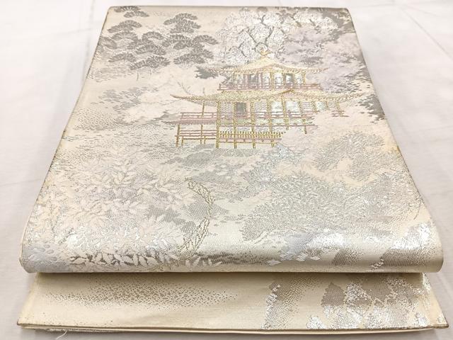 平和屋着物◎六通柄袋帯 京乃里金閣 プラチナ箔二重織 正絹 逸品 BAAV6685yc