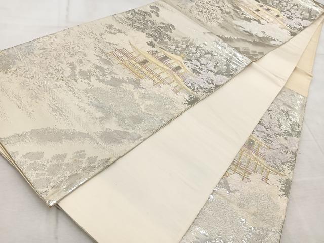 平和屋着物◎六通柄袋帯 京乃里金閣 プラチナ箔二重織 正絹 逸品 BAAV6685yc
