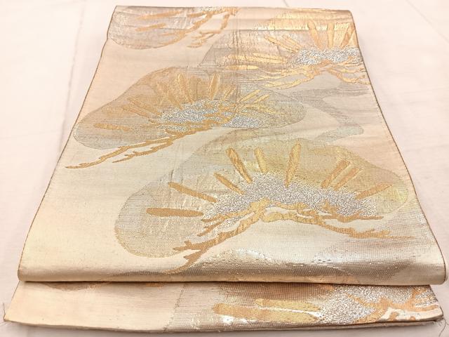 平和屋着物◎六通柄袋帯 笠松 金銀糸 正絹 逸品 BAAV6702yc