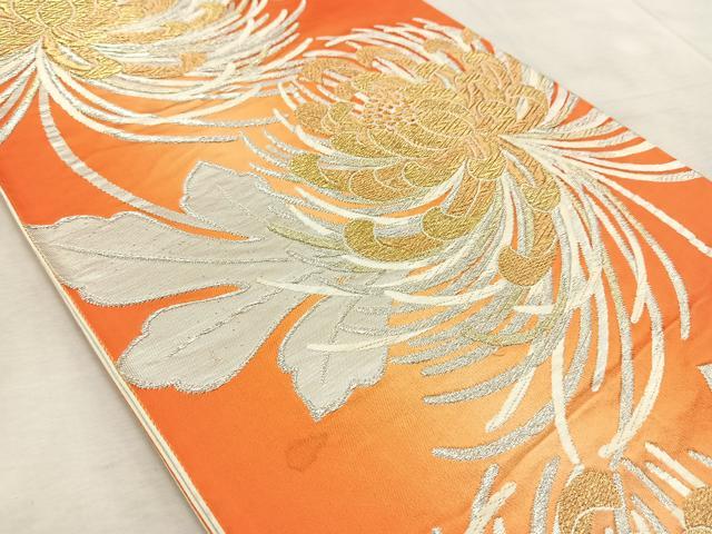 平和屋着物◎六通柄袋帯 唐織 乱菊 金銀糸 正絹 逸品 BAAV6704yc