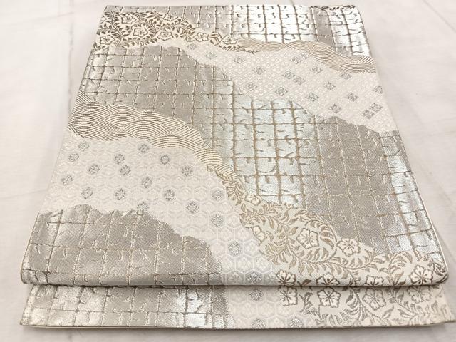 平和屋着物◎西陣 服部織物謹製 六通柄袋帯 唐織 松風 道長花文 金糸 正絹 逸品 BAAV6724yc