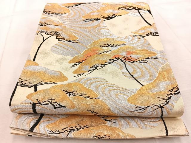 平和屋着物◎六通柄袋帯 浜松文 金銀糸 正絹 逸品 BAAV6744yc
