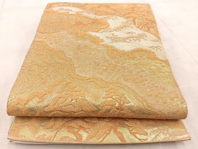 平和屋着物◎六通柄袋帯 浜松文 金糸 正絹 逸品 BAAV6751yc