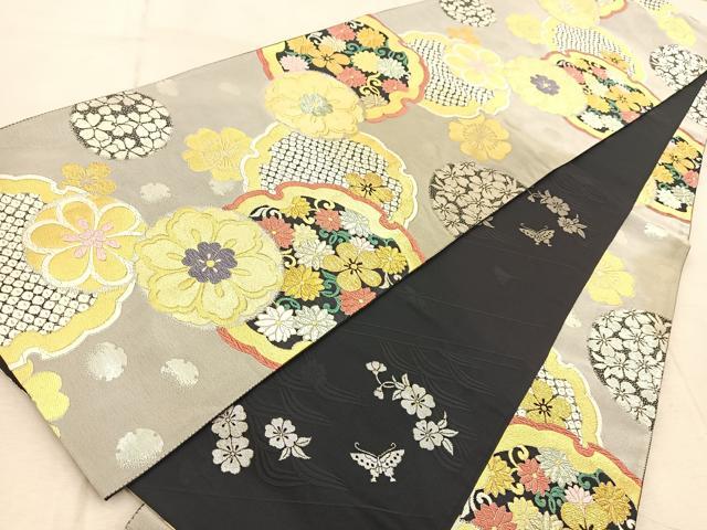 平和屋着物●全通柄袋帯 唐織 雪輪花文 金銀糸 正絹 逸品 BAAV6765yc
