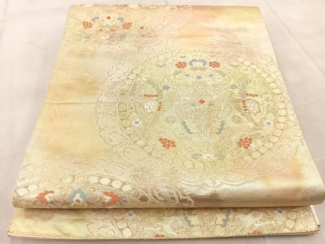 平和屋着物◎六通柄袋帯 唐織 狩猟文 金糸 引箔 正絹 逸品 BAAV6773yc