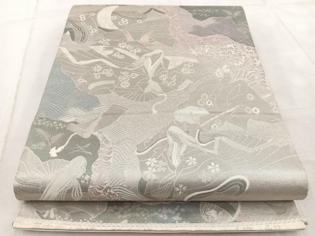 平和屋着物◎六通柄袋帯 プラチナ箔 手織二重箔 平安雅人文様 正絹 逸品 BAAV6780yc