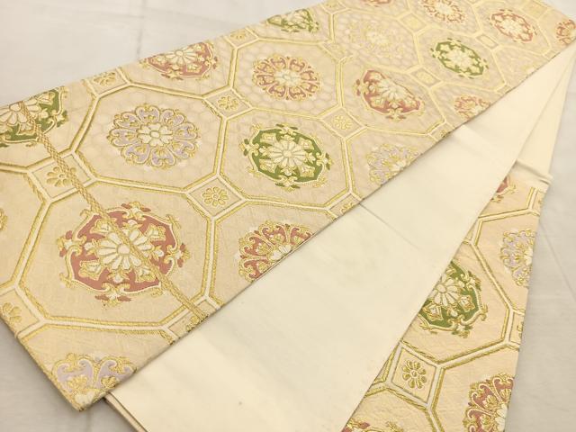 平和屋着物◎西陣 六通柄袋帯 唐織 蜀江花文 金糸 正絹 逸品 BAAV6804yc