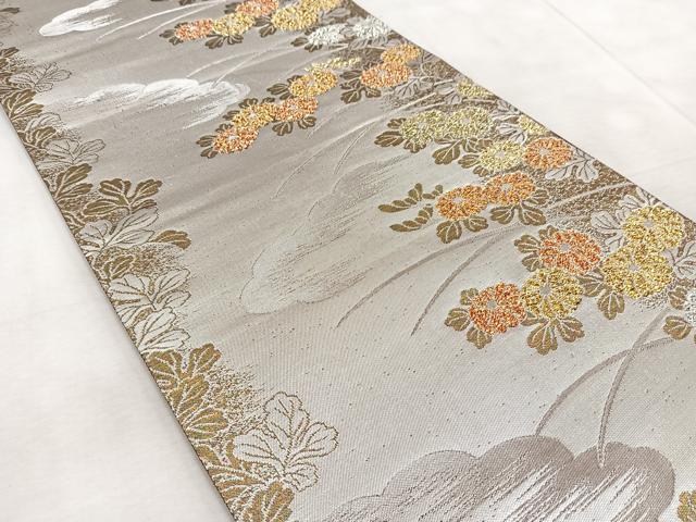 平和屋着物◎六通柄袋帯 菊花文 金銀糸 正絹 逸品 BAAV6822yc