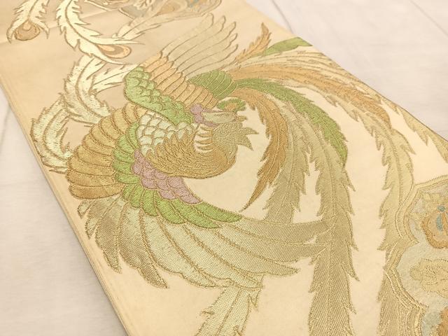 平和屋着物◎六通柄袋帯 鳳凰花文 金糸 正絹 逸品 BAAV6838yc