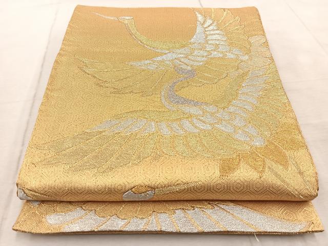 平和屋着物◎佐賀錦 六通柄袋帯 群鶴 金銀糸 正絹 逸品 BAAV6845yc