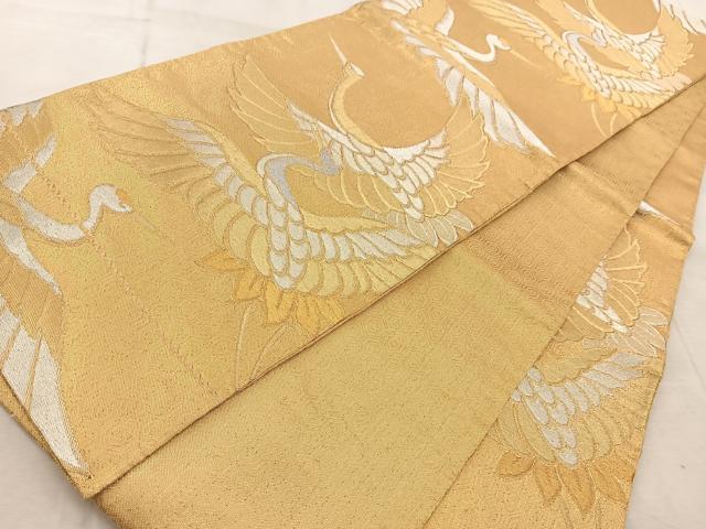 平和屋着物◎佐賀錦 六通柄袋帯 群鶴 金銀糸 正絹 逸品 BAAV6845yc