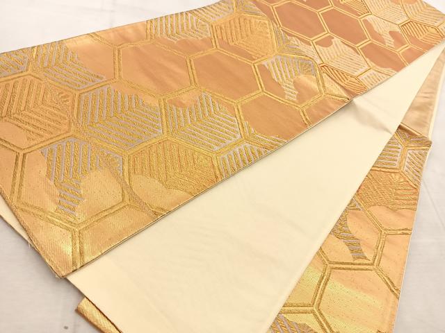平和屋着物◎六通柄袋帯 亀甲若松葉文 金銀糸 正絹 逸品 BAAV6850yc