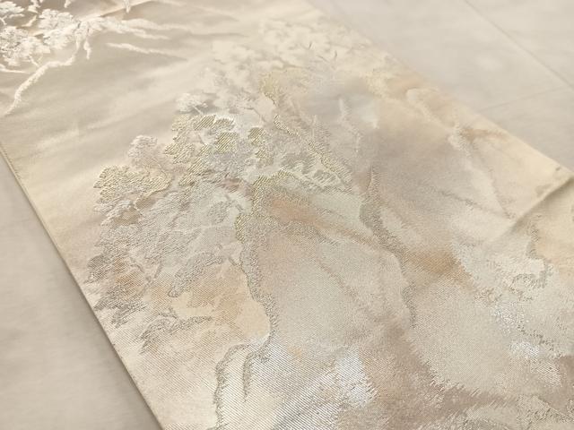 平和屋着物◎西陣 六通柄袋帯 唐織 遠山樹林文 金銀糸 引箔 正絹 逸品 BAAV6852yc