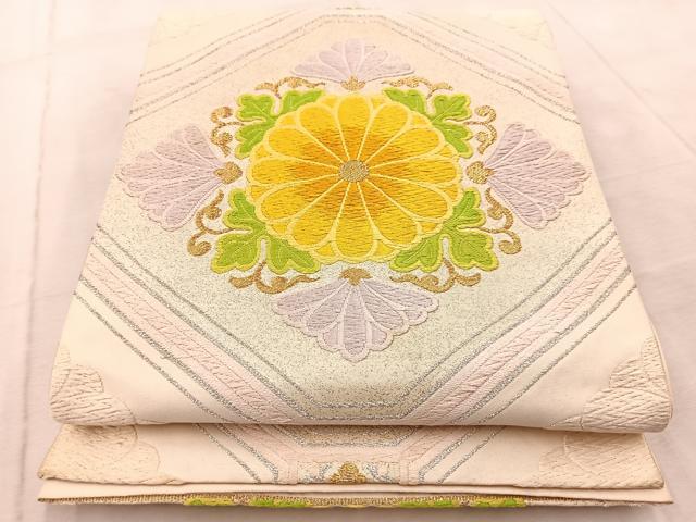 平和屋着物◎六通柄袋帯 唐織 蜀江菊文 金銀糸 正絹 逸品 BAAV6855yc