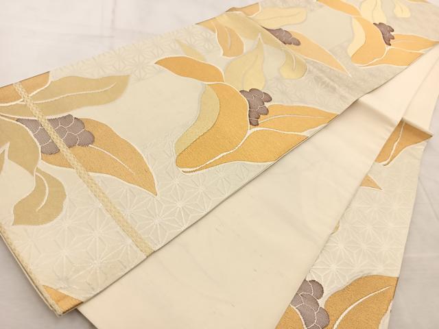 平和屋着物◎六通柄袋帯 草花文 金銀糸 正絹 逸品 BAAV7029yc
