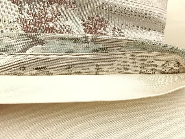 平和屋着物◎六通柄袋帯 プラチナ二重箔 樹林風景文 正絹 逸品 BAAV7034yc