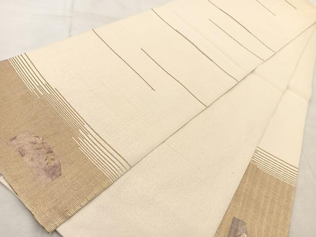 平和屋着物◎太鼓柄袋帯 螺鈿箔 枝花文 金通し地 正絹 逸品 BAAV7042yc