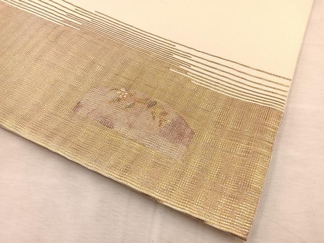 平和屋着物◎太鼓柄袋帯 螺鈿箔 枝花文 金通し地 正絹 逸品 BAAV7042yc