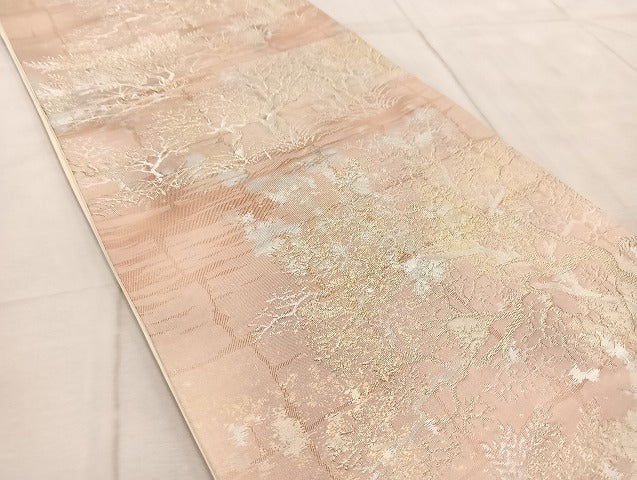 平和屋着物◎六通柄袋帯 樹林文 金銀糸 引箔 正絹 逸品 BAAV7048yc
