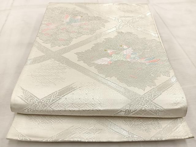 平和屋着物◎六通柄袋帯 鳳凰菱天井花文 金銀糸 正絹 逸品 BAAV7075yc