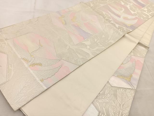 平和屋着物◎六通柄袋帯 飛鶴松文 金銀糸 正絹 逸品 BAAV7081yc