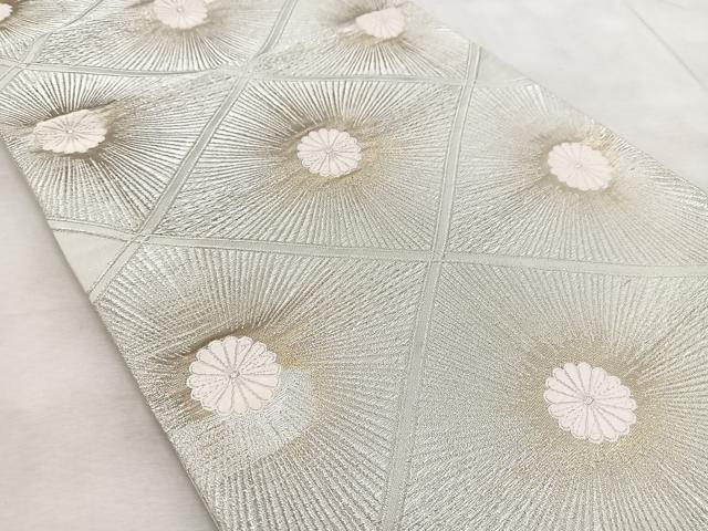 平和屋着物◎六通柄 京袋帯 唐織 菱天井花文 銀糸 正絹 逸品 BAAV7090yc