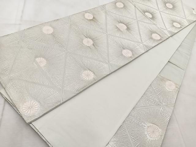 平和屋着物◎六通柄 京袋帯 唐織 菱天井花文 銀糸 正絹 逸品 BAAV7090yc