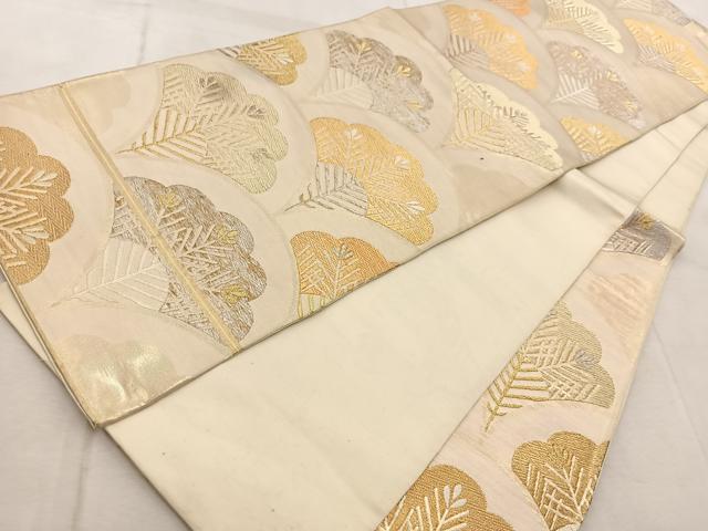 平和屋着物◎六通柄袋帯 松青海波 金銀糸 正絹 逸品 BAAV7093yc