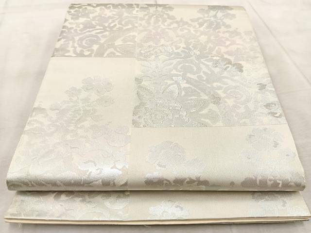 平和屋着物◎六通柄袋帯 校倉錦 更紗 銀糸 正絹 逸品 BAAV7101yc