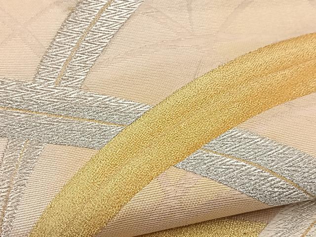 平和屋着物*夏物 六通柄 本袋帯 唐織 芝草文 金銀糸 正絹 逸品 BAAV7111yc