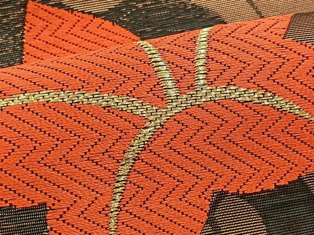 平和屋着物*夏物 六通柄 本袋帯 唐織 桔梗 黒地 金糸 正絹 逸品 未使用 BAAV7115yc