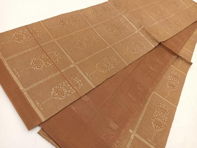 平和屋着物*夏物 全通柄 本袋帯 草花文 金糸 正絹 逸品 未使用 BAAV7120yc