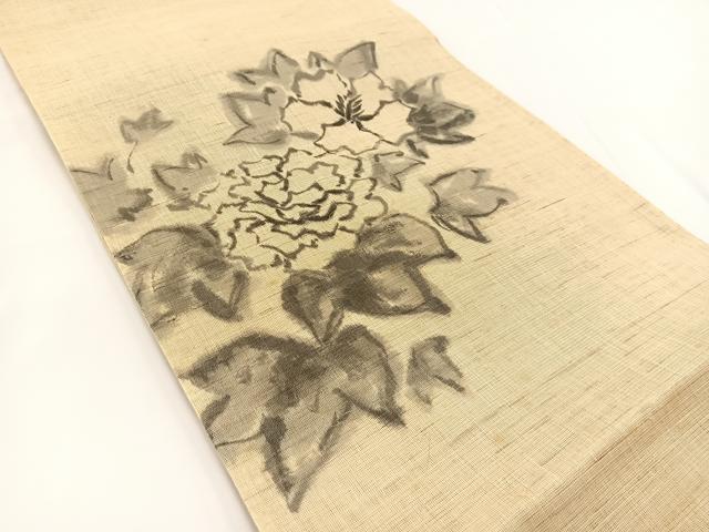 平和屋着物*夏物 太鼓柄袋帯 手描き 牡丹 正絹 逸品 BAAV7137yc