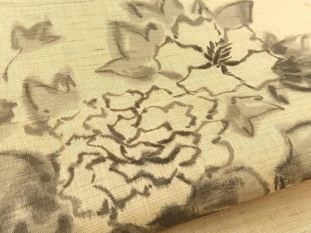 平和屋着物*夏物 太鼓柄袋帯 手描き 牡丹 正絹 逸品 BAAV7137yc