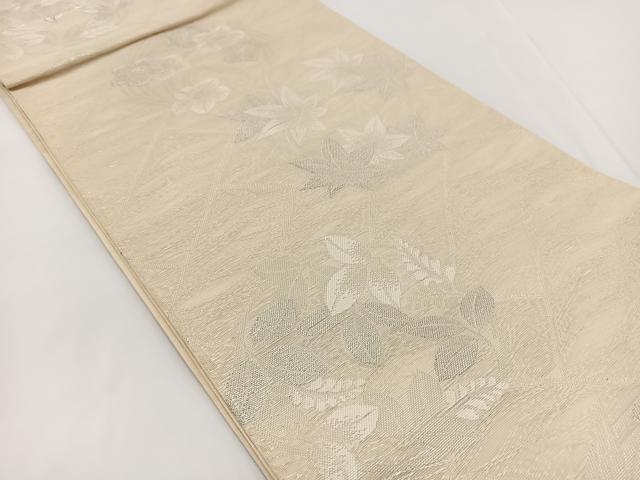 平和屋着物*夏物 六通柄 本袋帯 草花丸文 銀糸 正絹 逸品 BAAV7139yc