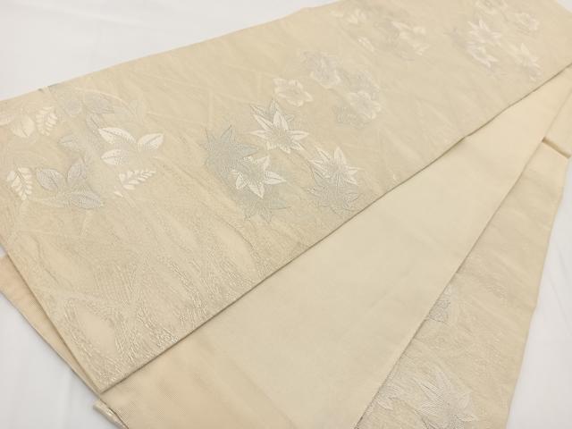 平和屋着物*夏物 六通柄 本袋帯 草花丸文 銀糸 正絹 逸品 BAAV7139yc
