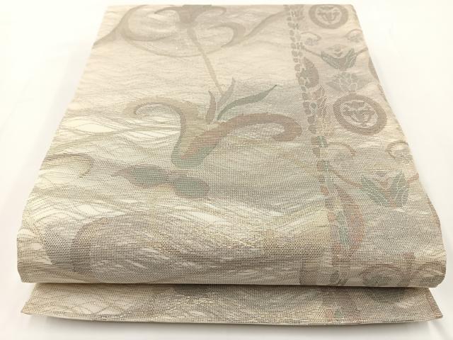 平和屋着物*夏物 六通柄袋帯 更紗 金糸 正絹 逸品 BAAV7146yc