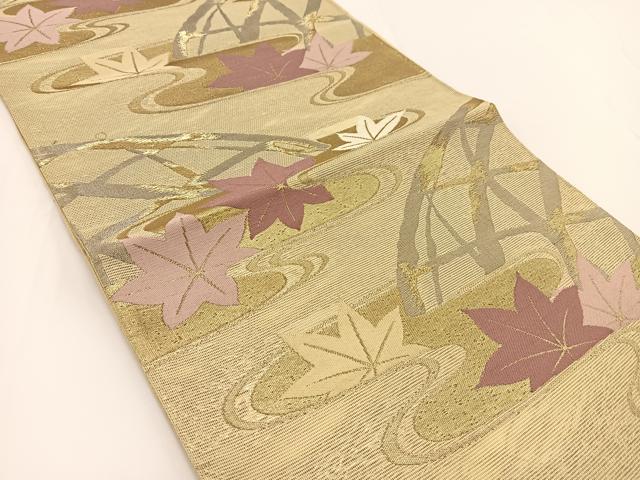 平和屋着物*夏物 六通柄袋帯 竜田川 金銀糸 正絹 逸品 未使用 BAAV7148yc