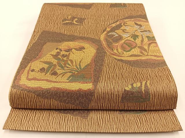平和屋着物◎六通柄袋帯 織部乃文様 金銀糸 正絹 逸品 BAAV7282yc