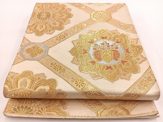 平和屋着物◎六通柄袋帯 蜀江菊桐文 金銀糸 正絹 逸品 BAAV7300yc