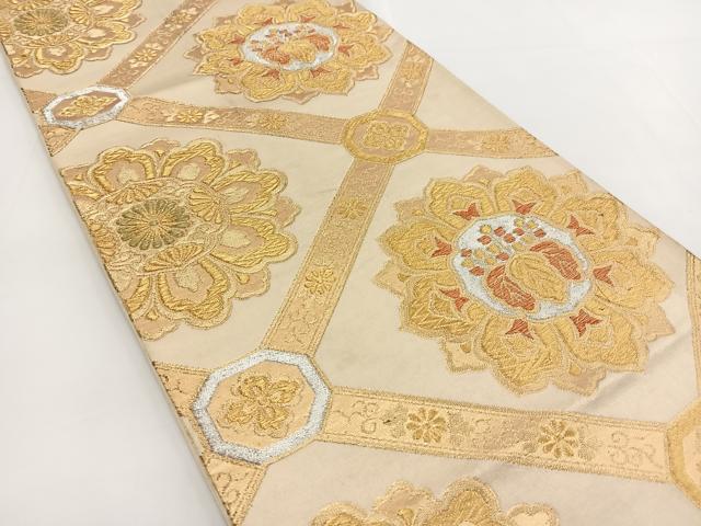 平和屋着物◎六通柄袋帯 蜀江菊桐文 金銀糸 正絹 逸品 BAAV7300yc
