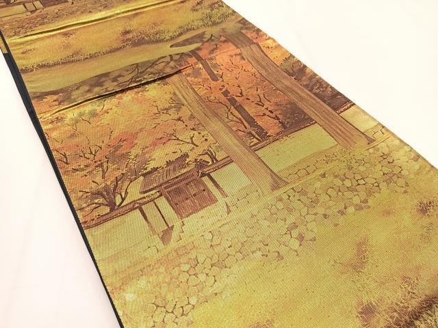 平和屋着物◎六通柄袋帯 風景樹林文 金糸 引箔 正絹 逸品 BAAV7346yc