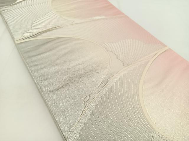 平和屋着物◎六通柄袋帯 飛鶴文 銀糸 正絹 逸品 BAAV7349yc